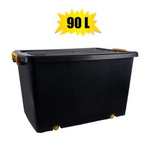 STORAGE BOX BLACK 90L W/WHEELS
